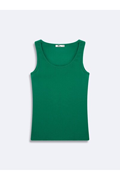 Ltb Sleeveless U-Neck Basic Green Undershirt