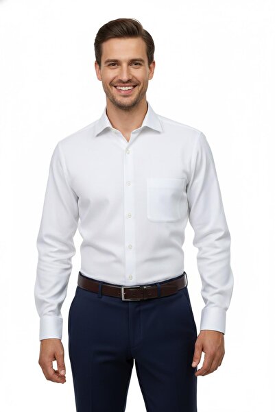 KAMER Erkek Regular Fitt Uzun Kol Petek Dokulu Gömlek 3635 BGL-ST04811