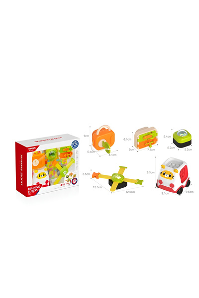 OEM Set Busy Board Modular 10 piese – Jucărie Montessori 18+ luni cu Activități Senzoriale și Mașinuță