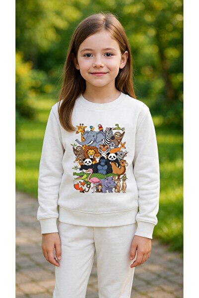 playwear Hanorac de echipă cu imprimeu ANIMALE pentru fete și băieți, cu gule...