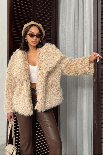 VERYMODA Palton de damă din blană artificială – Îmbrăcăminte exterioară elega...