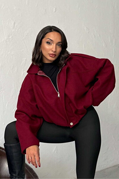 Caddebostan Moda Burgundy Cashmere Coat Modern Premium Luxury Trend Design Coat
