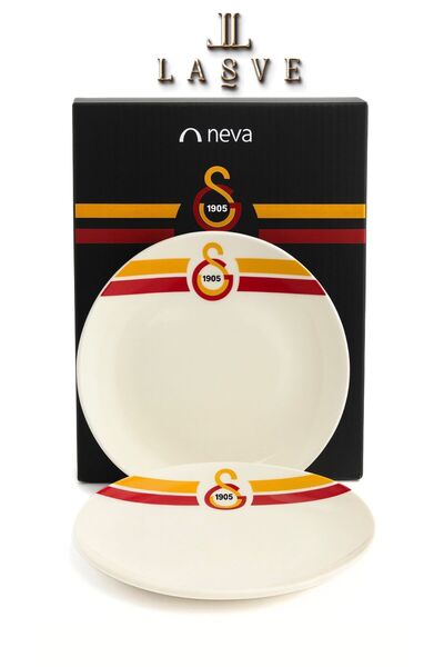 Galatasaray Licensed 25 cm Arma Logo 2-Piece Porcelain Serving Plate in Special Box