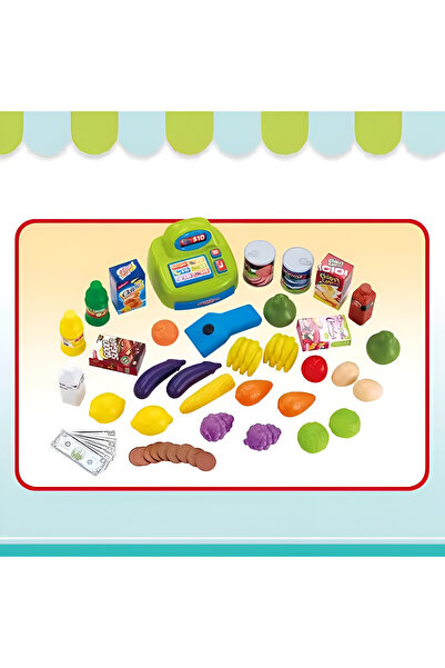 OEM Set Supermarket Copii Smart Market – 80 cm, Casă de Marcat, Coș, Legume & Fructe, 60+ Piese