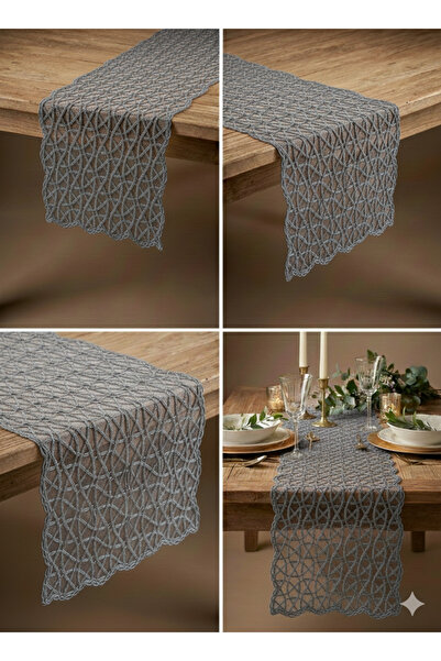 e-ceyiz Fransız Dantel Detaylı Tek Runner, Masa Üzerine Runner, Masa Örtüsü R...