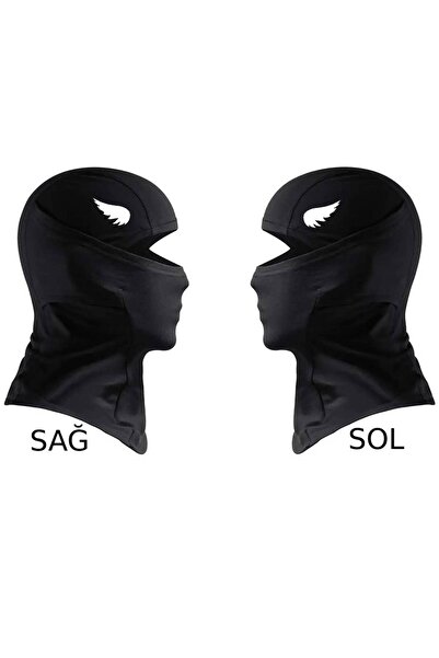 Flex Reflektörlü Melek Kanatlı Siyah Kar Maskesi Balaklava Motor Bisiklet Drill Maske Boyunluk