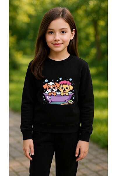 playwear Φούτερ ομάδας με στάμπα ΓΑΤΑ-ΣΚΥΛΟΣ, για κορίτσια και αγόρια, με λαι...