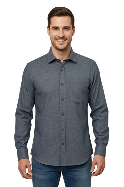 KAMER Men's Winter Long Sleeve Single Pocket Shirt 3538 Bgl-St04804