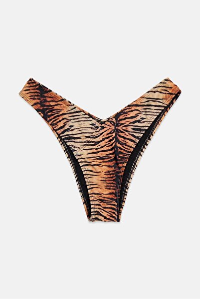 South Beach Women Pull On Allover Printed Bikini Bottom, Brown