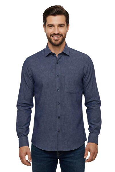 KAMER Men's Winter Long Sleeve Single Pocket Shirt 3538 Bgl-St04804