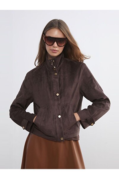 LC Waikiki Lcw Modest Mock Neck Suede Look Women's Jacket