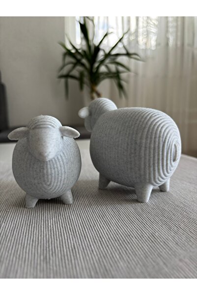K&B ATÖLYE Modern Kuzu Dekor Minimalist 3D Baskı Koyun Biblo Mermer Desenli