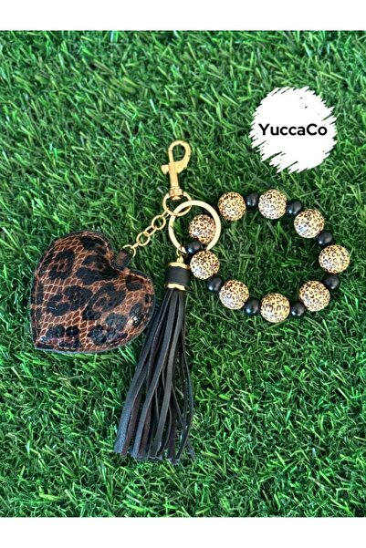 YuccaCo Accessorize Your Life Leopar Kalp Çanta Charm/Animal Print Çanta Süsü...