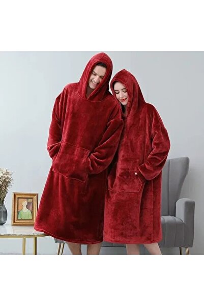 HYT Set of 2 Hoodie Blanket with Hood and Sleeves, Unisex, Red – Thermal Comfort for Home