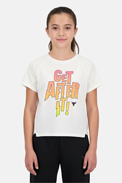 Under Armour Kids Girl Loose Fit Graphic Print T-Shirt, White
