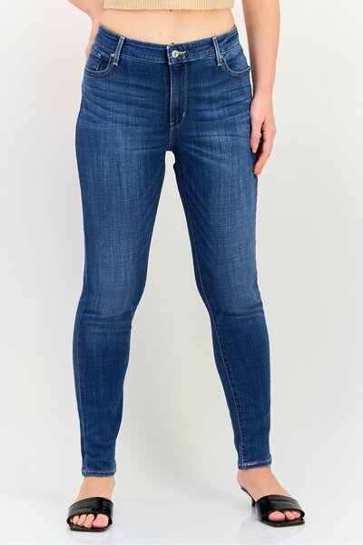 Levi's بنطلون جينز نسائي ضيق قابل للتمدد وقابل للغسل، أزرق