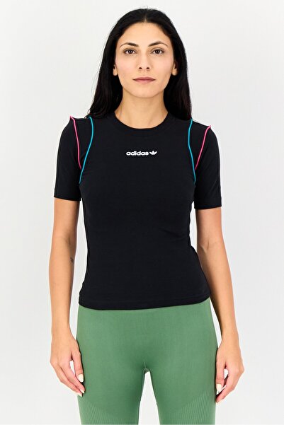 adidas Women Slim Fit Short Sleeve Outdoor T-Shirt, Black