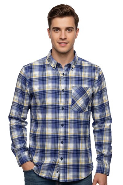 KAMER Men's Winter Long Sleeve Single Pocket Shirt 3783 Bgl-St04808