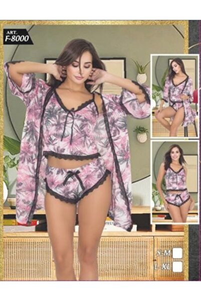 SİERNA Set de 3 piese cu rochie și pantaloni scurți – Roz Negru