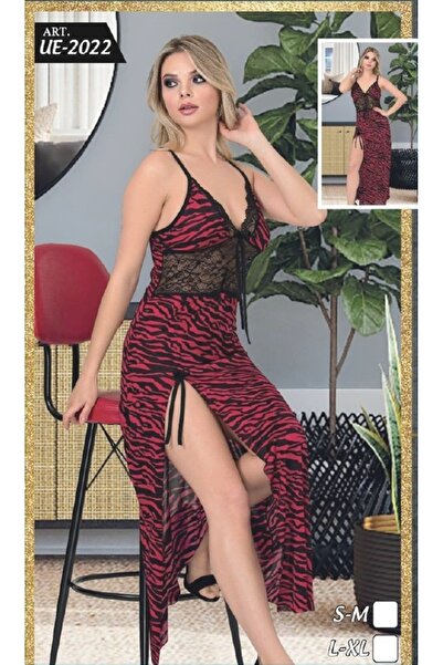 SİERNA Cămașă de noapte lungă neagră transparentă