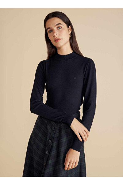 BROOKS BROTHERS Yarım balıkçı Yaka Standart Lacivert Kazak Kadın Yarım Balıkç...