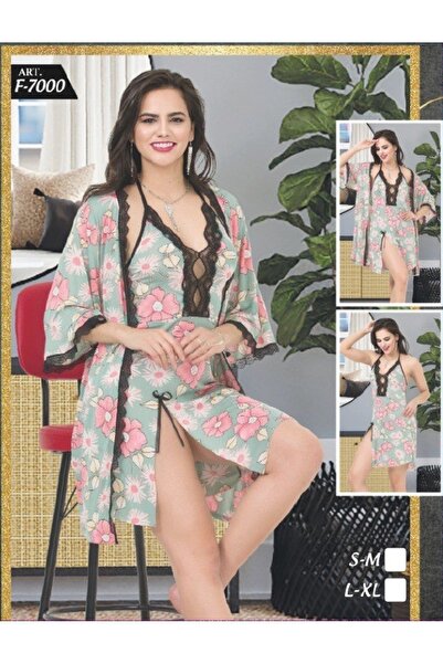 Modaley Giyim Σετ ρόμπας με δαντέλα με λουλουδάτο σχέδιο