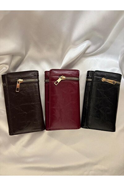Süzer Deri Fermuar Detaylı Çok Bölmeli Cüzdan