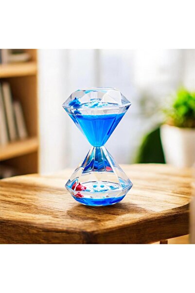 Sarego Elmas Tasarım Sıvı Kum Saati Akışkanlı Dekoratif Masa Üstü Süs Rahatla...