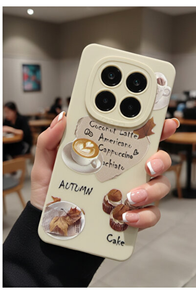 Rivor حافظة لهاتف ريدمي نوت 14 برو 4G مع حماية للكاميرا، لون بيج، نمط كعكة ال...