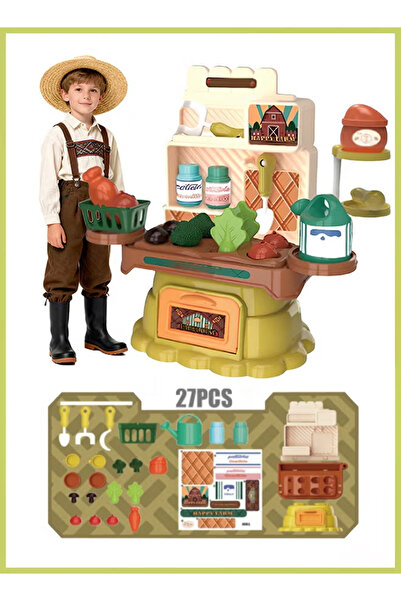 Generic Farm-themed role-playing toy, children's gardening play set, 27-piece planting toy