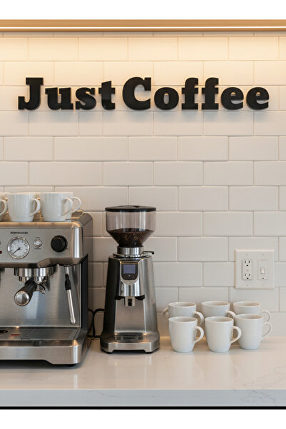 LOWHA Acrylic Wall Art with Back Sticker Featuring a Laser Cut Just Coffee Phrase