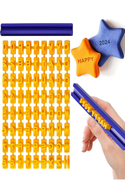 Wnest Shop مجموعتان من طوابع الحروف للبسكويت الطيني، قالب نقش الحروف والأرقام...