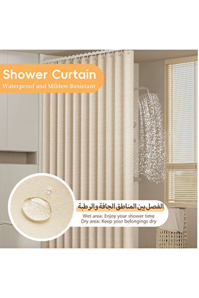 Approved A shower curtain with hooks for easy hanging, ideal for bathroom decor and bathtub accessories.