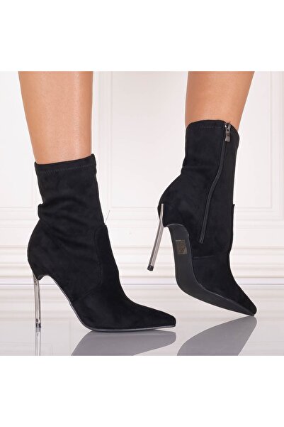 Botinelli Women's Black Ankle Boots Made of Fine Suede Leather, 36