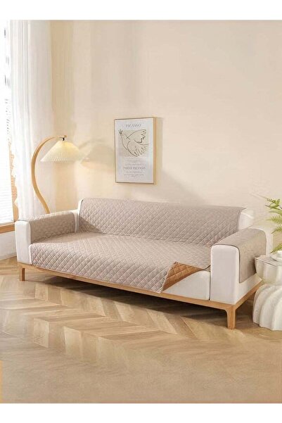DOMEET غطاء أريكة مبطن قابل للعكس، مقاوم للماء وغير قابل للانزلاق، 130 × 196 سم، كاكي