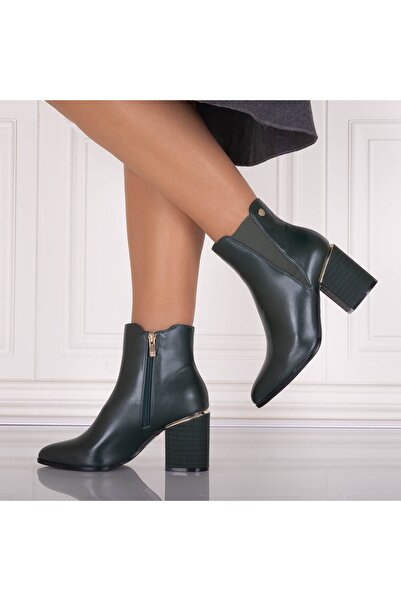 Botinelli Women's Green Ankle Boots Made of Lamisa -Leather, 40