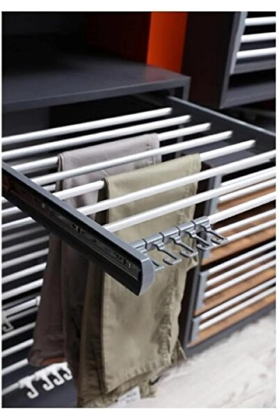 Delixa Teleskopik Pantolonluk Dolap İçi Raylı Pantolon Askısı Renkli Alüminyum nlik 47 cm,Genişlik 40 cm Mo