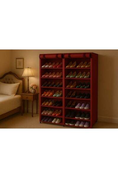 Generic Foldable and Adjustable Shoe Rack - 12 Pieces Red 120x118x30cm