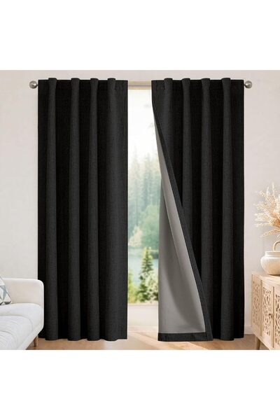 Hepta Collection Joydeco%100 Karartma Perdeleri 243,8 cm eten Perdeler 2 Pane...