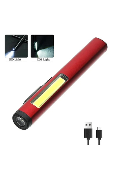 Heinast مصباح يدوي LED مغناطيسي للعمل من النوع A، مقاوم للأشعة فوق البنفسجية، مزود ببطارية قابلة للشحن 14500، ومشبك قلم COB+XPE، ساطع