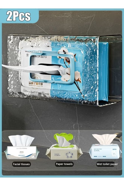 Generic 2Pcs Set Wall Mounted Tissue Box Self Adhesive Tissue Holder Napkin Holder Tissue Dispenser