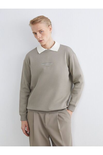 LC Waikiki LCW Vision guler rotund cu imprimeu Hanorac gros pentru bărbați tricou