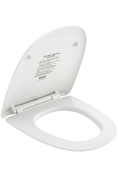 RAK غطاء مقعد المرحاض سيراميك راك-سينسيشن يوريا ذو الإغلاق الناعم والفك السريع (أبيض)