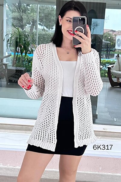 İnce Topuk Ajurlu Triko Hırka 6k317