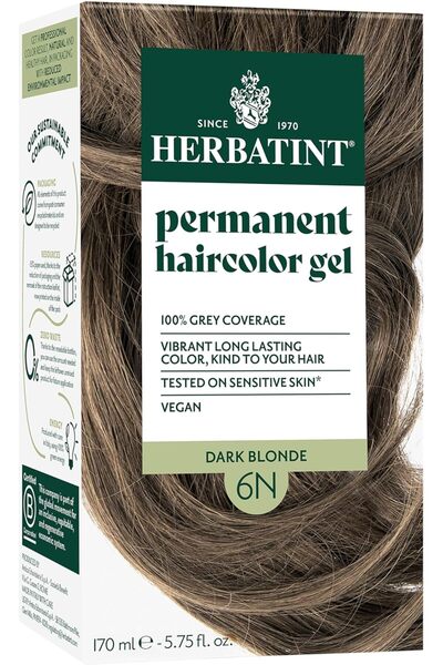 Herbatint Permanent Hair Color Gel, Dark Blonde 6N, Alcohol-Free, Vegan, 100%...