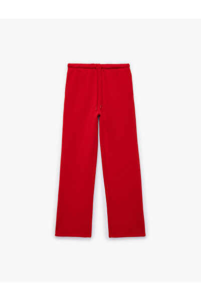 Koton Three-Thread Ribbed Pocketed Wide-Leg Sweatpants