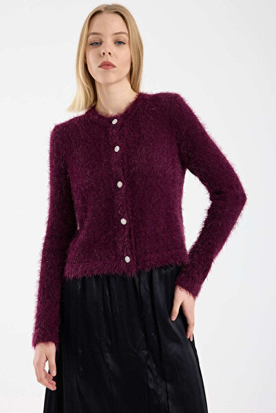 Sementa Bearded Soft Buttoned Knitwear Cardigan - Burgundy