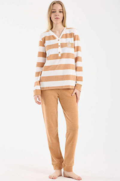 Sementa Σετ πιτζάμες με λεπτομέρειες με ρίγες - Μουσταρδί