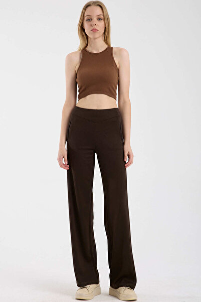 Sementa Soft Textured Wide Leg Sweatpants - Brown