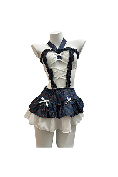 JInsh زي فتاة مثيرة بفيونكة، زي للكبار، فستان دمية مزين بنقوش زهور لطيفة، طقم...